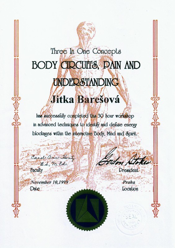 Certifikát Jitky Barešové